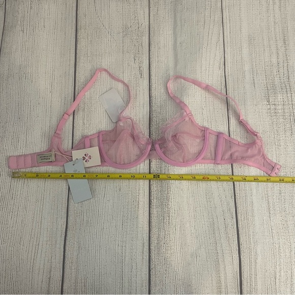 NWT SCARLETT GASQUE Women’s Pink Lace Sheer Polka Dot Bra Size 32B - Picture 9 of 9